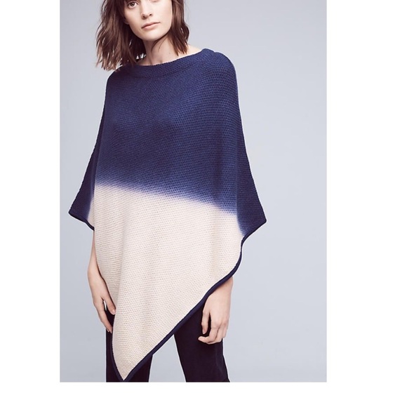 Anthropologie PETANU BY PASHMA Wool Silk Cashmere Ombre Cloudy Pocho - Picture 1 of 16